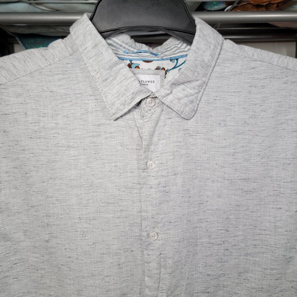 Denim & Flower Ricky Singh LS Full Button Grey - Size Large